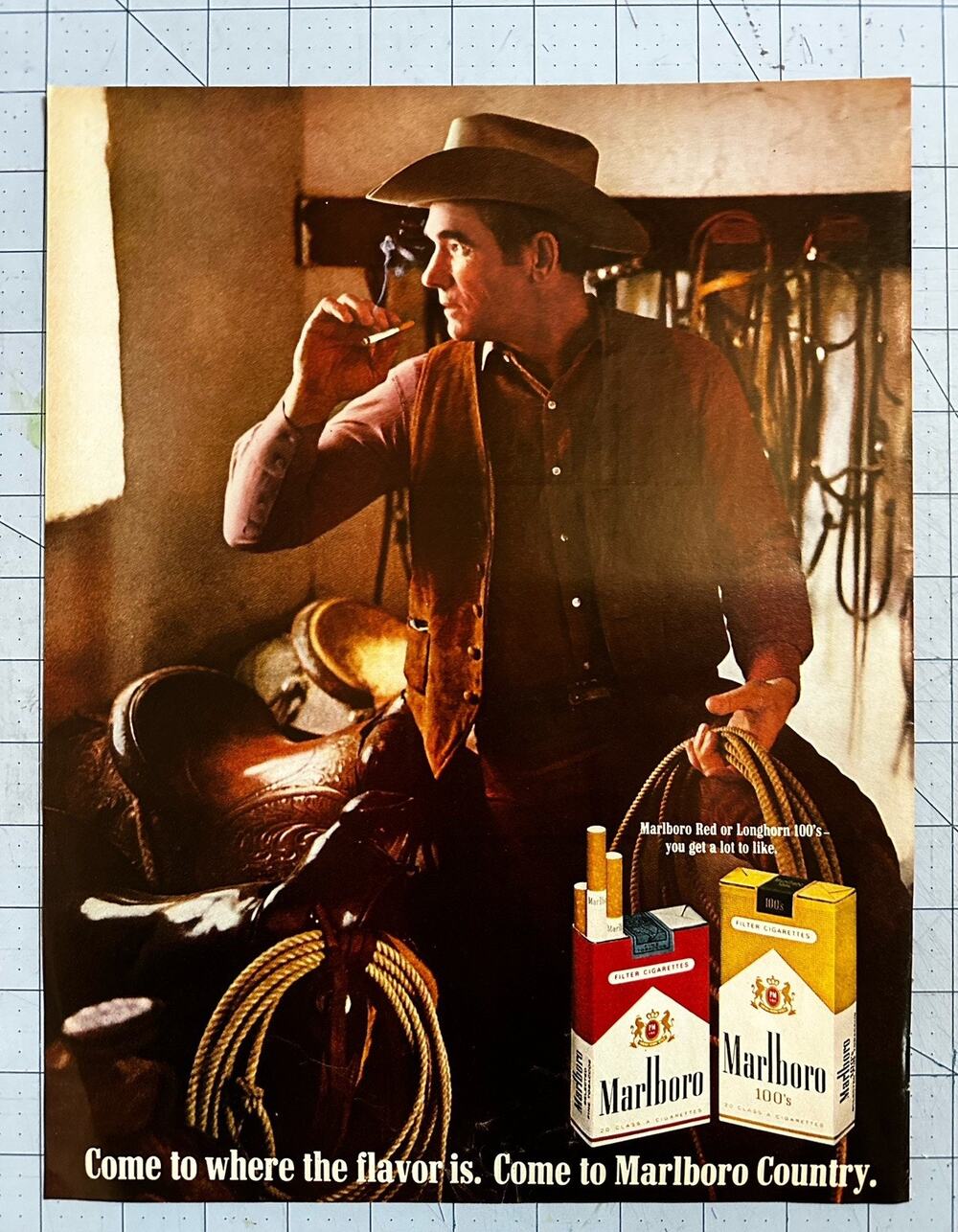 1969 Print Ad Marlboro COME TO WHERE THE FLAVOR IS